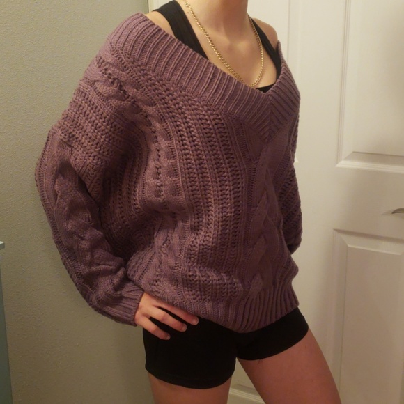 Lilac cable knit sweater new sale - Picture 3 of 3